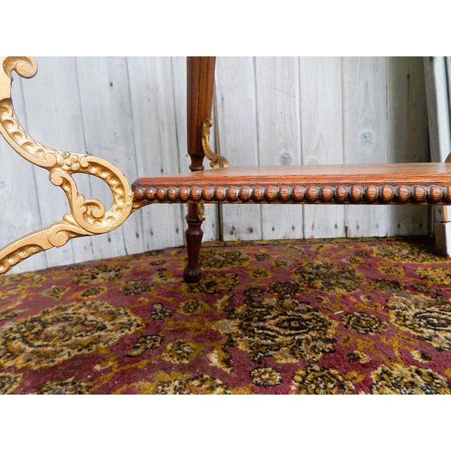 1920's Oak & Gilded Iron Parlor Table For Sale - Image 4 of 9