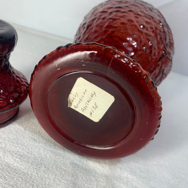 Glass Wheaton Glass Ruby Red Bald Eagle Apothecary Jar With Lid For Sale - Image 7 of 7