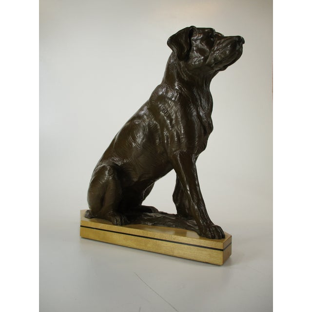 Dan Ostermiller, Bronze Dog, Lab, Labrador Sitting Statue, Wooden Bace Artist Signed: 1995, 2/20 For Sale - Image 16 of 18