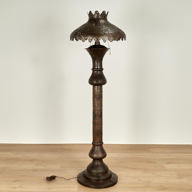 Antique Moroccan Brass Floor Lamp For Sale In West Palm - Image 6 of 7