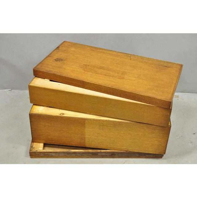 Antique Arts & Crafts Library 15 Drawer Mission Oak Stacking Card File Cabinet For Sale - Image 18 of 18