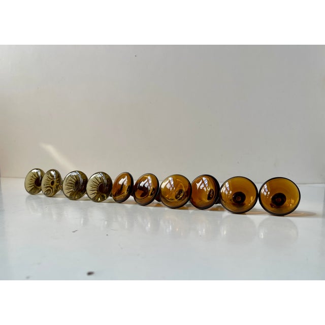 Vintage Swedish Green and Amber Glass Knobs, 1960s, Set of 10 For Sale - Image 11 of 11