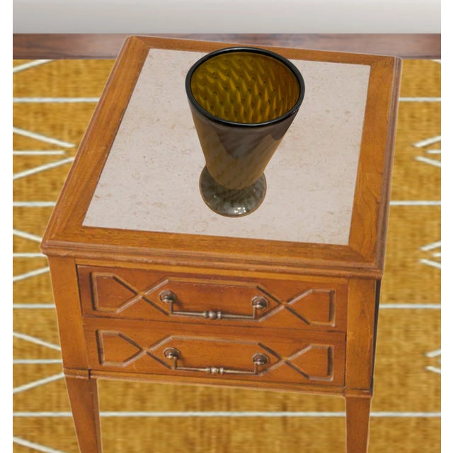 Beige 2003 Inferno Art Glass Cylindrical Brown Vase For Sale - Image 8 of 12