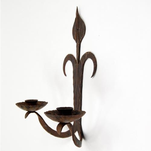 1920s Gothic Style Forged Wall Candle Sconce For Sale - Image 3 of 6