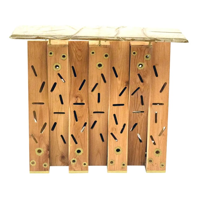 Console Table in Exotic Wood with Resin Top, 1990s For Sale