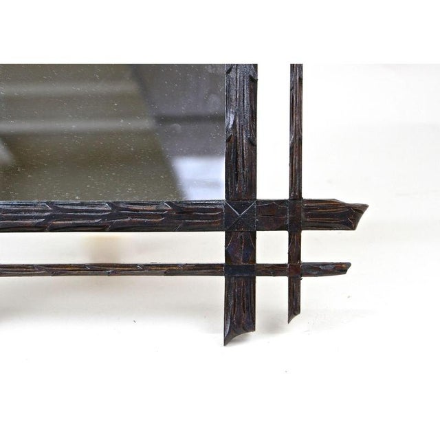 Late 19th Century Black Forest Rustic Handcarved Mirror, 1870s For Sale - Image 5 of 15