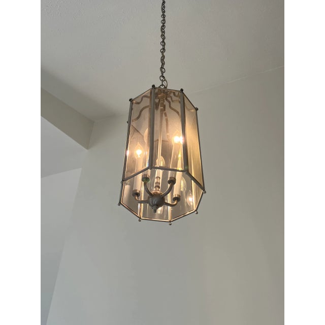Mid-Century Modern 1970’s Chrome and Glass Entryway Chandelier For Sale - Image 3 of 10