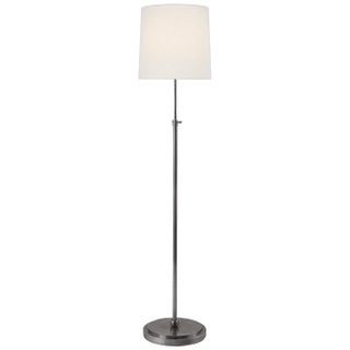 Thomas O'Brien by Visual Comfort Signature Bryant Floor Lamp in Antique Silver with Linen Shade For Sale