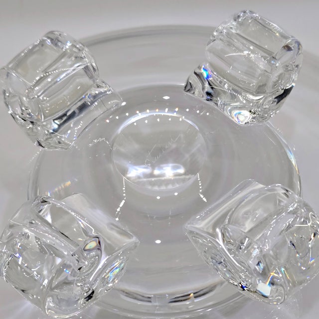 Glass Vintage Steuben Signed Clear Crystal Footed Centerpiece Bowl For Sale - Image 7 of 9