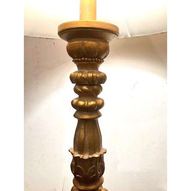 1970s 1970s Rococo Gold Large Table Lamp With Custom Silk Shade For Sale - Image 5 of 7