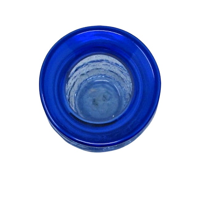 Mid-Century Modern Blenko Blue Crackle Glass Vase For Sale - Image 3 of 7