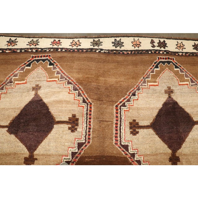 Brown Vintage Zabihi Collection Turkish Kars Geometric Rug For Sale - Image 8 of 9