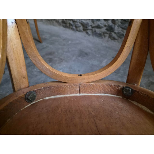 Vintage Baumann Bistro Chairs and Ottoman, France, 1950s, Set of 5 For Sale - Image 18 of 18
