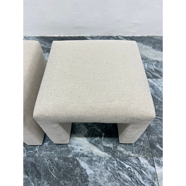 Mid-Century Modern Upholstered Waterfall Stools or Benches, 1970s - a Pair For Sale - Image 10 of 13