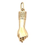 18k Yellow Gold Hand Fist Pendant/Charm For Sale