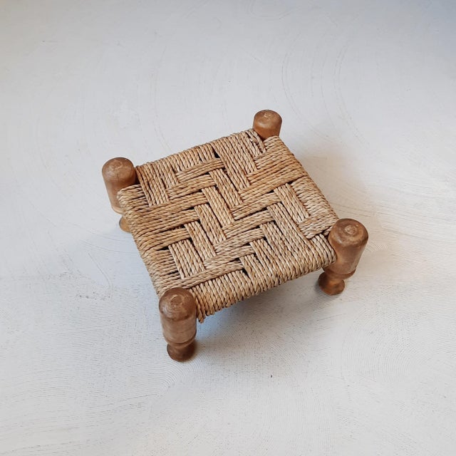 Wood and Rope Ottoman, 1960s, in Good conditions. Designed 1960 to 1969