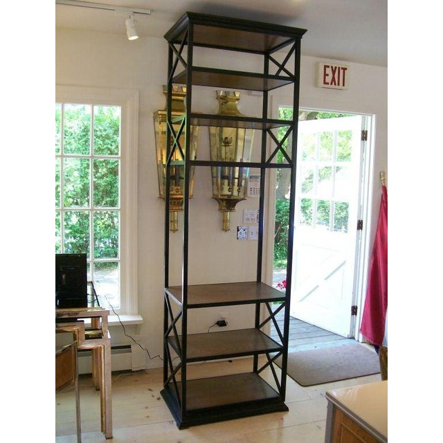 1950s Tall Rustic Iron & Wood Ètagerè w/ Six Fixed Shelves For Sale - Image 5 of 6