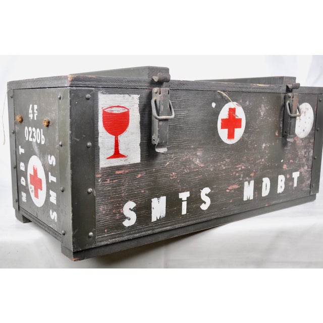 Wood Belgian Military Wooden Box, 1960s For Sale - Image 7 of 13