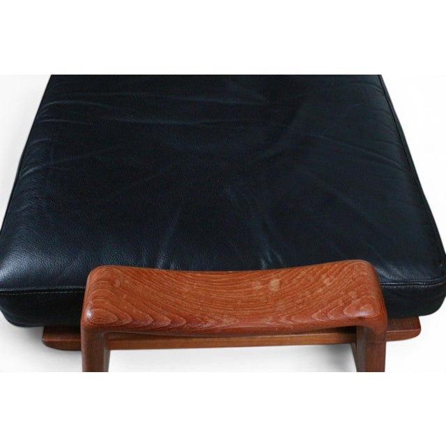 Wood Arne Wahl Iversen Highback Swivel Chair and Ottoman in Black Leather + Teak For Sale - Image 7 of 8