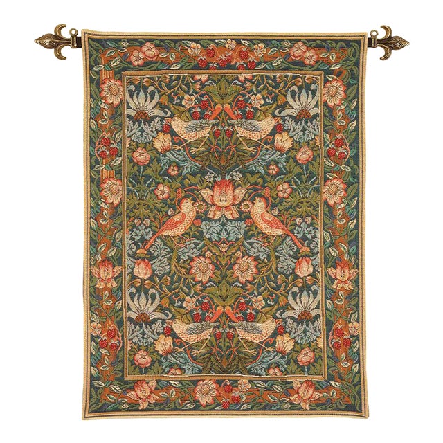 Strawberry Thief Loom Woven Tapestry - 95 X 75 Cm (3'1" X 2'5") - Requires Rod Size 2 For Sale