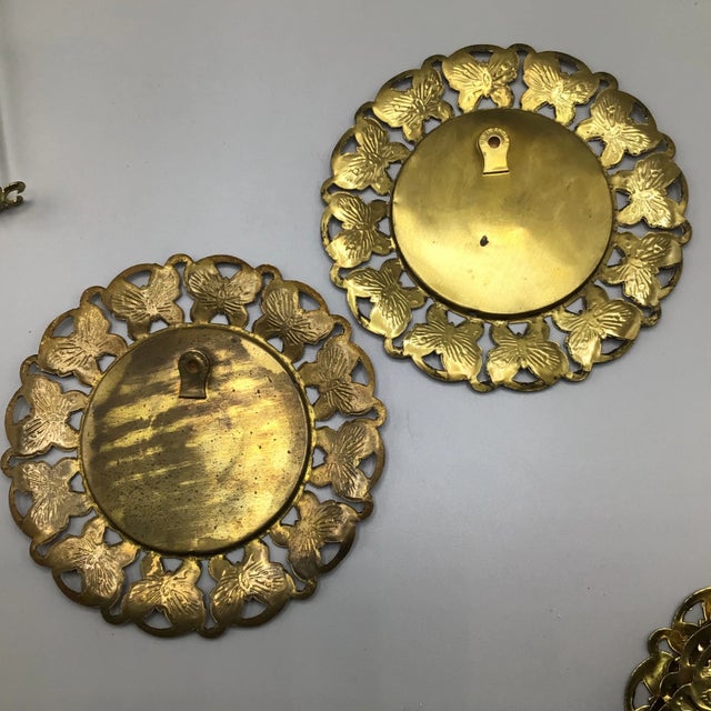 Wall Plates Influential Composers Stamped on Yellow Brass and Butterfly Filigree Made in England-Set of 6 For Sale - Image 11 of 13
