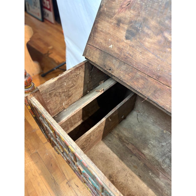Early 20th Century Rustic Hand-Carved Indian (Damchiya) Style Dowry Chest For Sale - Image 10 of 12