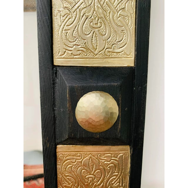 Vintage Hollywood Regency Wall Mirror, Ebonized Wood & Brass Filigree For Sale - Image 4 of 10