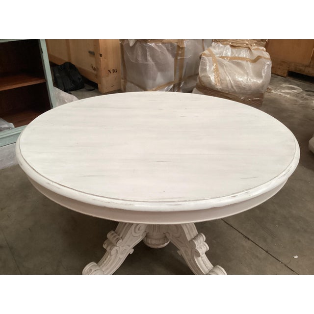 Antique White French Antique Painted Guéridon Table W/ Pedestal Base For Sale - Image 8 of 8