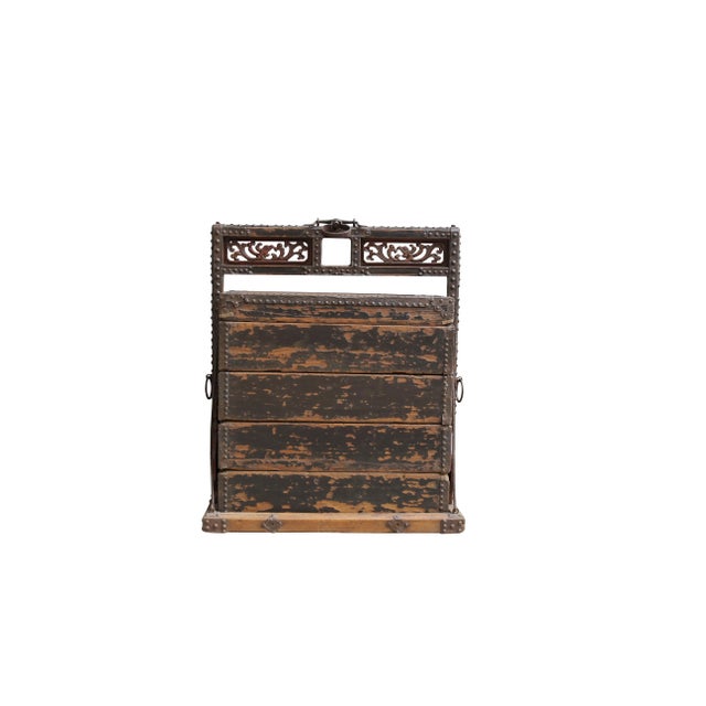 Modern 1930s Asian Vintage Restaurant Wood Food Box For Sale - Image 3 of 9