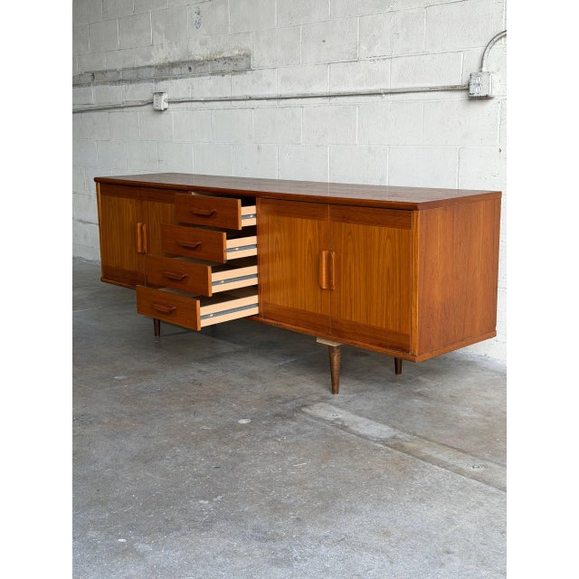 Brown Teak Credenza Sideboard Large Wooden Storage Console Mid-Century Modern 1960s For Sale - Image 8 of 10