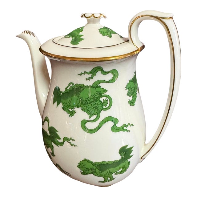20th Century Wedgewood “Chinese Tigers” Bone China Coffeepot - Green For Sale
