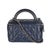 2020s Navy Quilted Lambskin Top Handle Vanity Case With Chain For Sale - Image 5 of 9