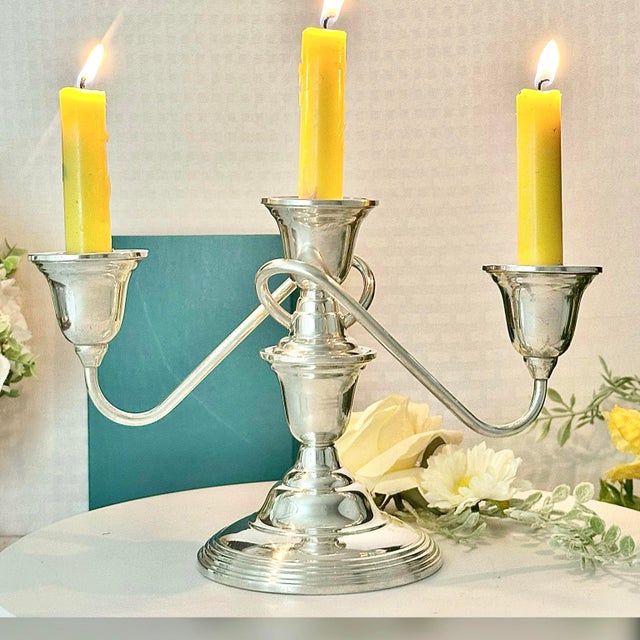 English Vintage Wm Rogers Sterling Silver Candelabra For Sale - Image 3 of 9