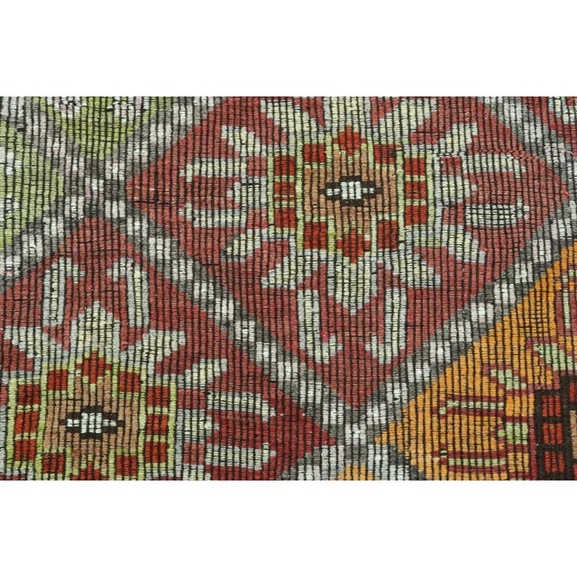 Vintage Turkish Embroidered Kilim Rug - 79" X 113" For Sale - Image 11 of 13