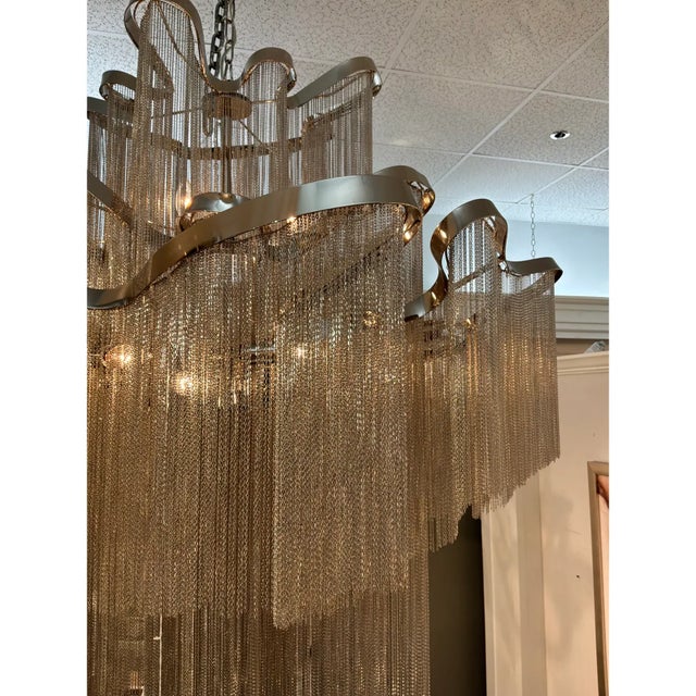 Myran Allan Luxury Lighting Modern Silver Finished Chain Link Chandelier For Sale - Image 4 of 4