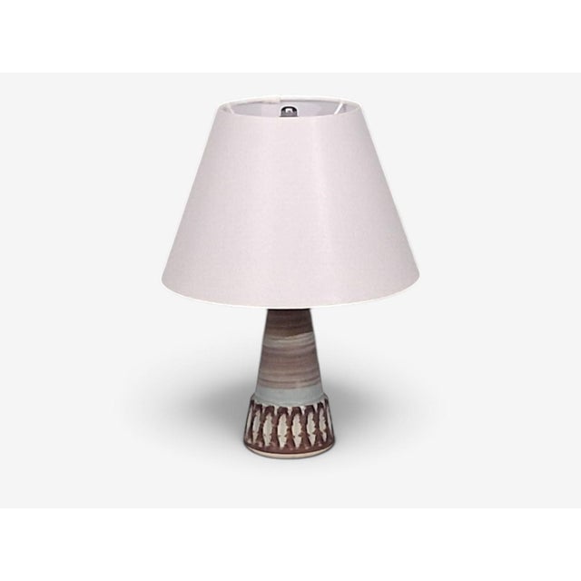 Mid-Century Modern 1960s Danish Modern, Table Lamp, Blue and Brown Glazed Stoneware For Sale - Image 3 of 10