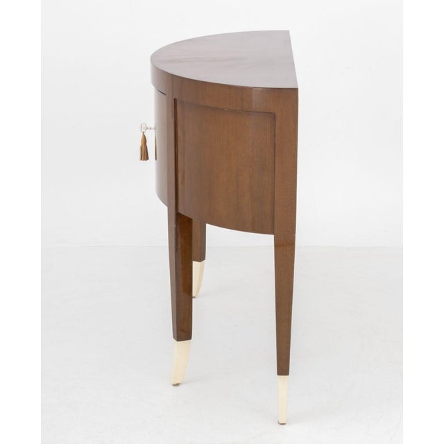 Brown French Art Deco Style Demilune Cabinet For Sale - Image 8 of 8