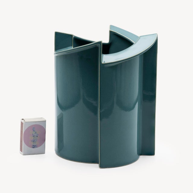 Rosenthal Windmill Turquoise Porcelain Vases by Jan Van Der Vaart for Rosenthal, Set of 2, 1988, Set of 2 For Sale - Image 4 of 15