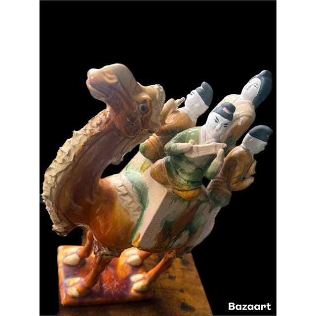 1990s A Chinese Tang Style Sancai Glaze Musicians on Camel Figure Group For Sale - Image 4 of 6