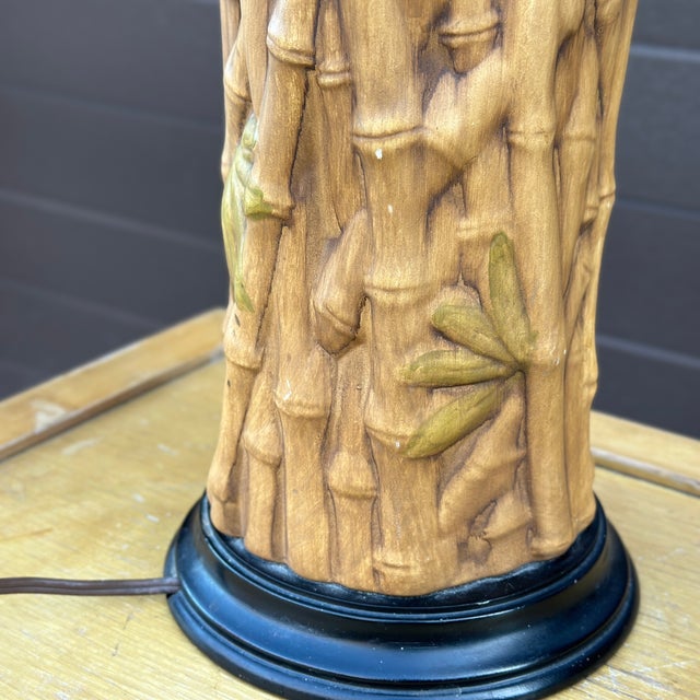 Vintage 1960's Faux Bamboo Ceramic Table Lamp For Sale - Image 10 of 12