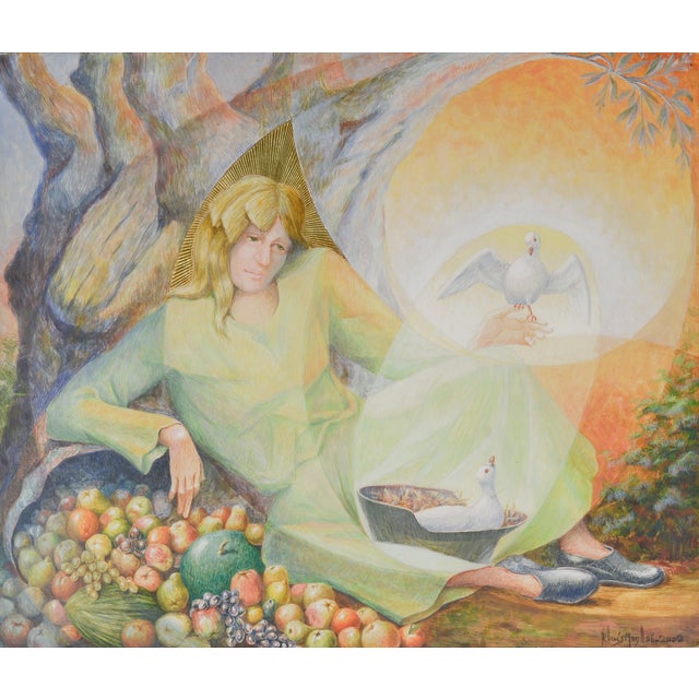 R. Luis Monllao, Serene Abundance, Original Watercolor & Mixed Media Painting For Sale