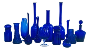 Vintage Royal Blue Glass Vases and Decanters, 1960s, Set of 13