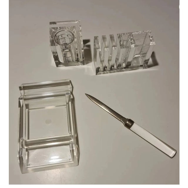 Acrylic Glass Desk Organizer by Guzzini for Manlio Ciocca 1970s, Set of 4 For Sale - Image 8 of 8
