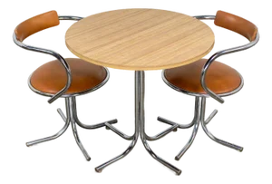 Mid to Late 20th Century Art Deco Streamline Moderne Dining Set With Round Table & 2 Chairs by Sutton Bridge