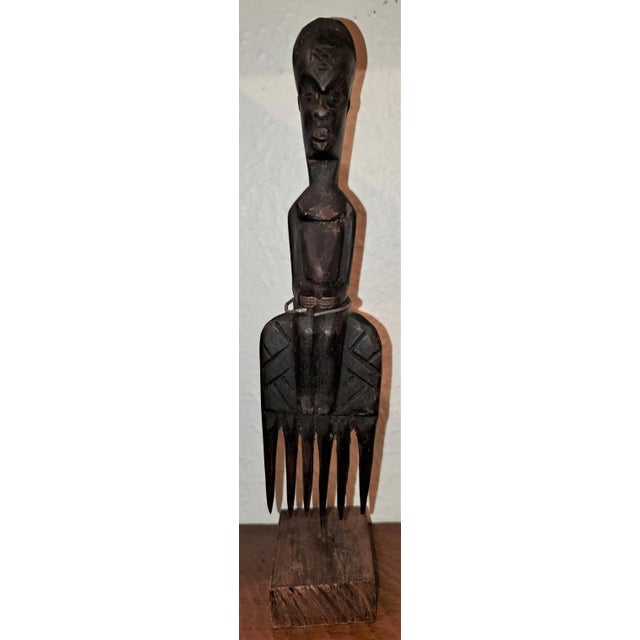 Black Vintage Luba Figural Hair Comb or Pick For Sale - Image 8 of 11
