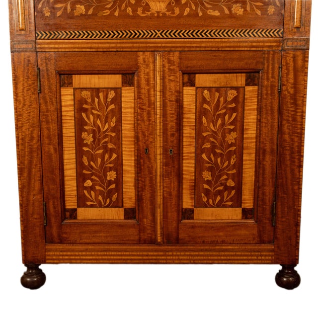Antique 19th Century Dutch Inlaid Walnut Floral Specimen Wood Marquetry Cabinet 1860 For Sale - Image 16 of 18