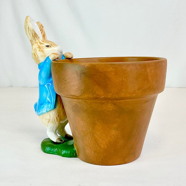 Vintage Boho Chic English Traditional Whimsical Peter Rabbit Planter - Easter For Sale - Image 14 of 17