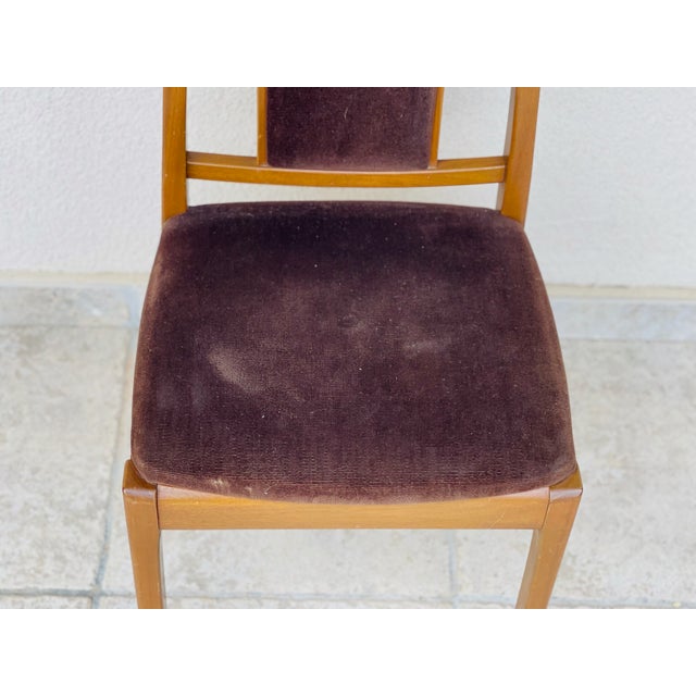 Vintage Wooden and Velvet Dining Chairs from Nathan, 1960s, Set of 4 For Sale - Image 10 of 11