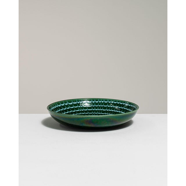 Mid 20th Century Mid 20th Century Italy Green Ceramic Serving Bowl For Sale - Image 5 of 14