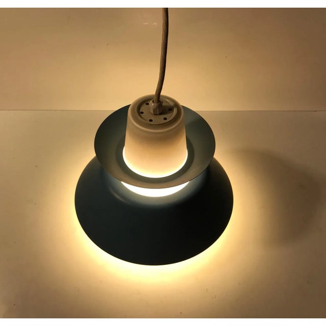 1950s Vintage Petrol Blue Opaline Glass Pendant from Voss, 1950s For Sale - Image 5 of 6